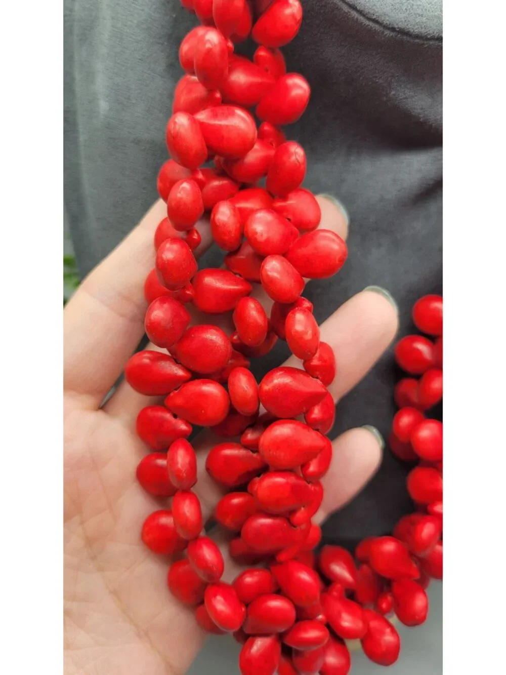 Heavy Red Dyed Faux Coral Look Layered Chunky Beaded Choker Style Necklace N1A